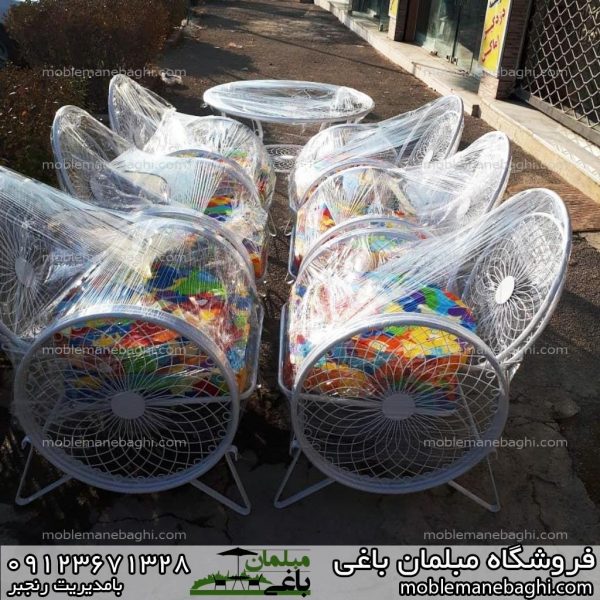 مبلمان باغی میز و صندلی کالسکه ای سلفون شده آماده ارسال به سراسر ایران