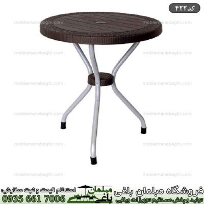 میز حصیری دونفره پایه فلزی کد422 ناصر پلاستیک میز حصیربافت درجه یک مدل گرد