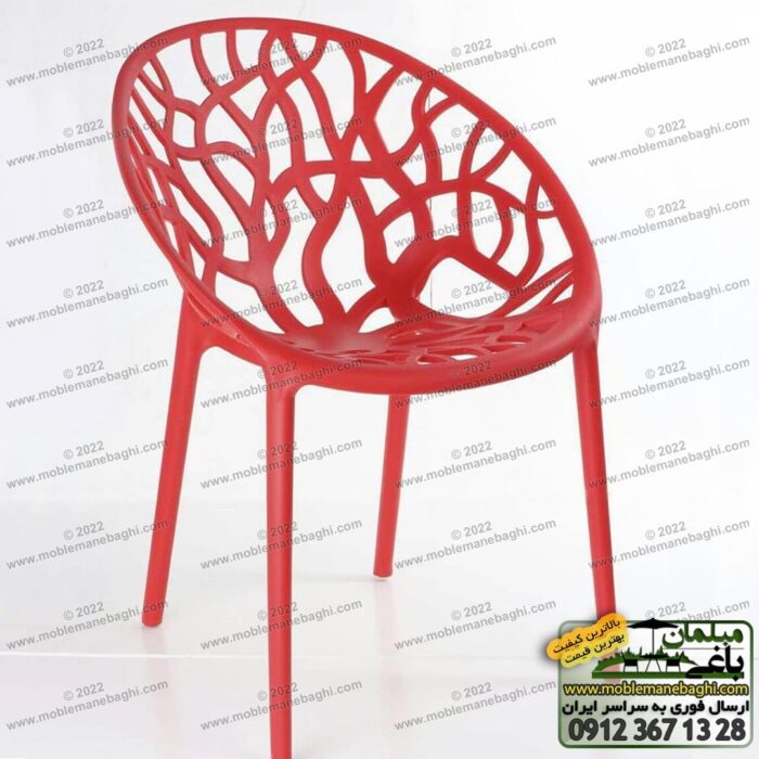 صندلی پلی کربنات درختی یا شاخ و برگ رنگ قرمز