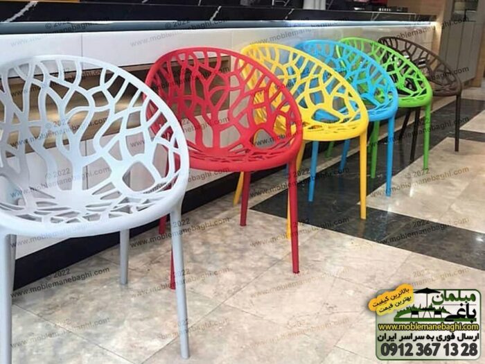 رنگ بندی متنوع صندلی پلی کربنات درختی یا شاخ و برگ در بورس فروش صندلی فضای باز مناسب رستوران و باغ و ویلا