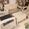 مبل حصیری پلیمری ست چهارنفره رنگ کرم به همراه تشک و جلومبلی حصیری